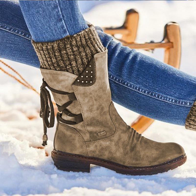 Elfriede | Damen Winterstiefel mit Reißverschluss und Strickmanschette - Elle Zürich