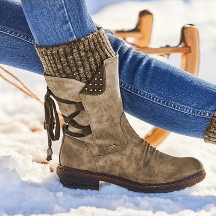 Elfriede | Damen Winterstiefel mit Reißverschluss und Strickmanschette - Elle Zürich