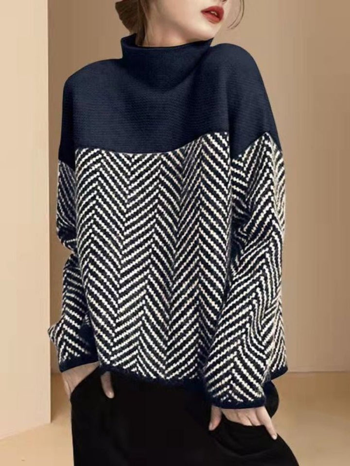 Emilia | Damen Zweifarbiger Strickpullover mit Musterdesign - Elle Zürich