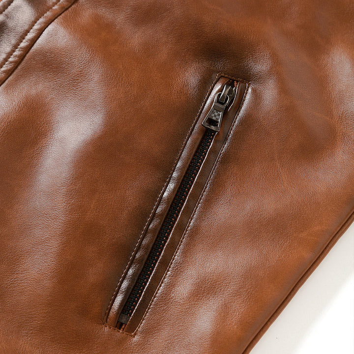 Lukas | Herren Winter Lederjacke mit Reißverschluss und Taschen