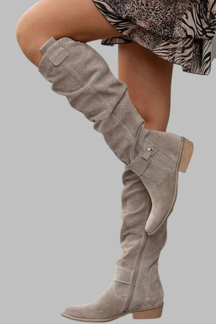 Romani | Damen Winter Perforierte Kniehohe Stiefel