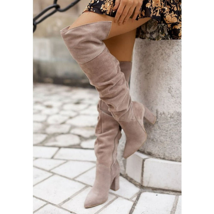 Dorothea | Trendige Kniehohe Absatzstiefel Damen