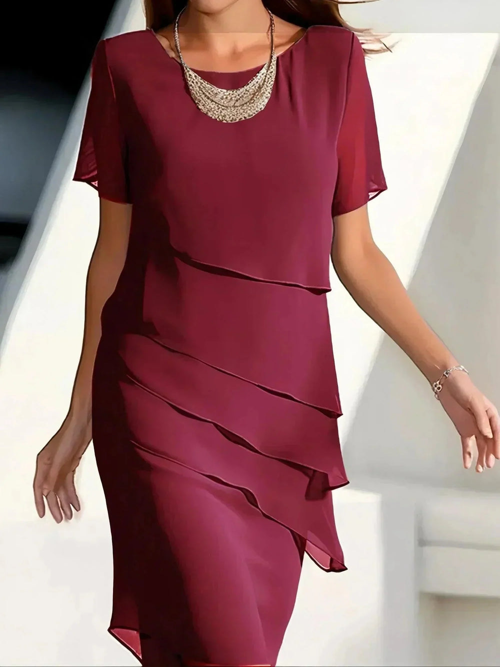 Julia | Elegantes Geschichtetes Chiffonkleid - Elle Zürich