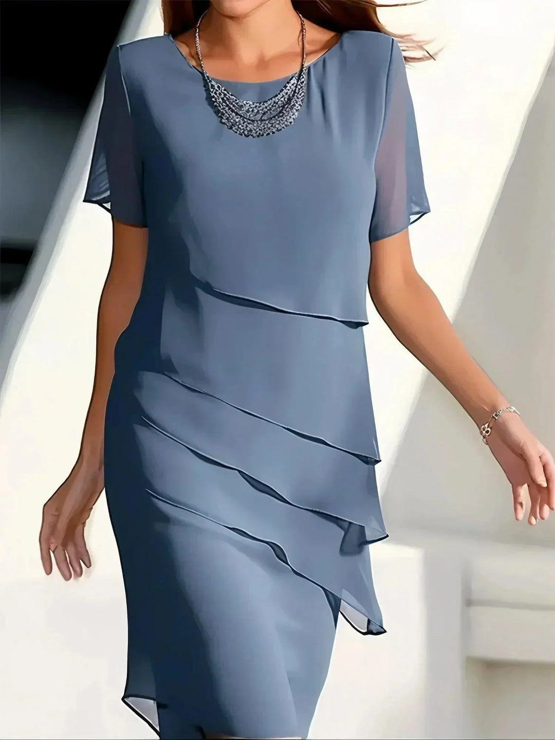 Julia | Elegantes Geschichtetes Chiffonkleid - Elle Zürich