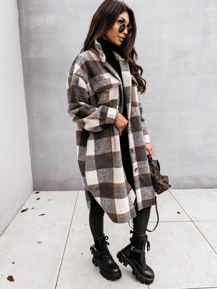 Tamara | Damen Winter Kariertes Jacke mit Lockerer Passform - Elle Zürich