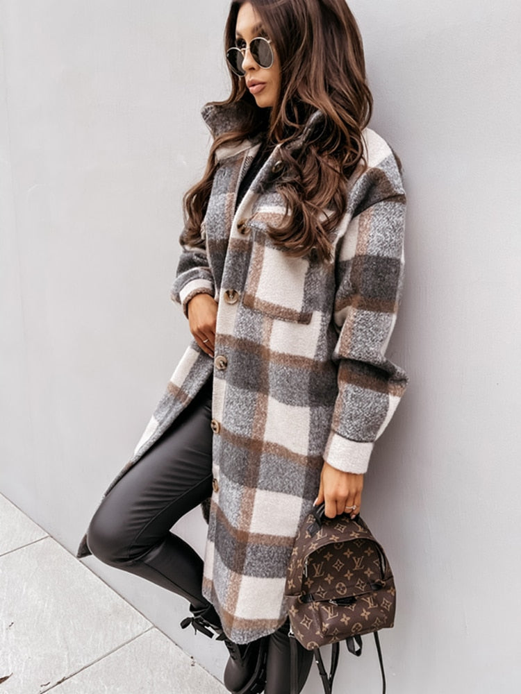 Tamara | Damen Winter Kariertes Jacke mit Lockerer Passform - Elle Zürich