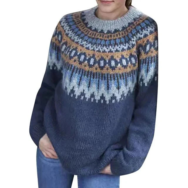 Anna | Damen Winterstrickpullover mit Nordischem Muster - Elle Zürich