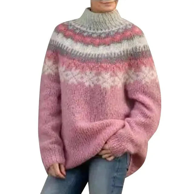 Anna | Damen Winterstrickpullover mit Nordischem Muster - Elle Zürich