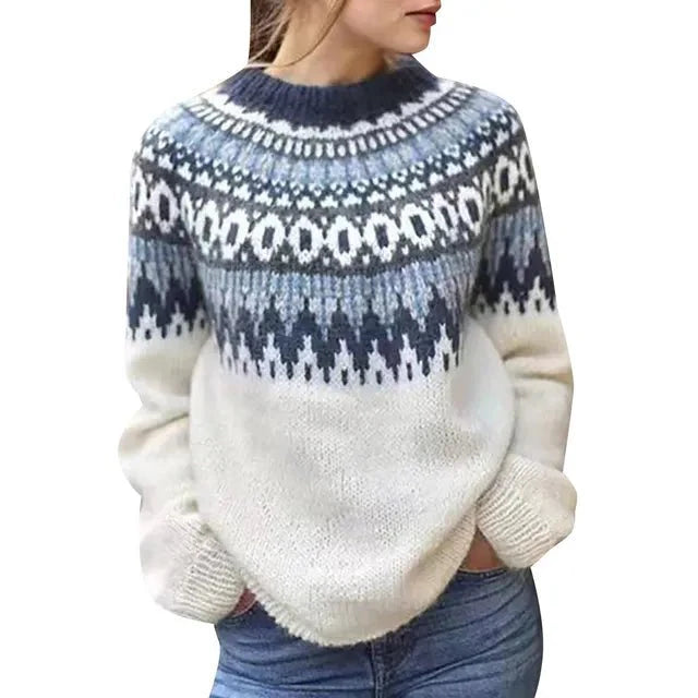 Anna | Damen Winterstrickpullover mit Nordischem Muster - Elle Zürich