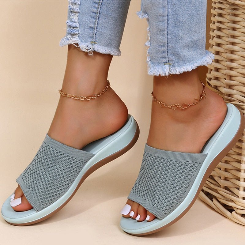 Karin | Atmungsaktive Mesh Slip On Komfort Sandalen Damen - Elle Zürich