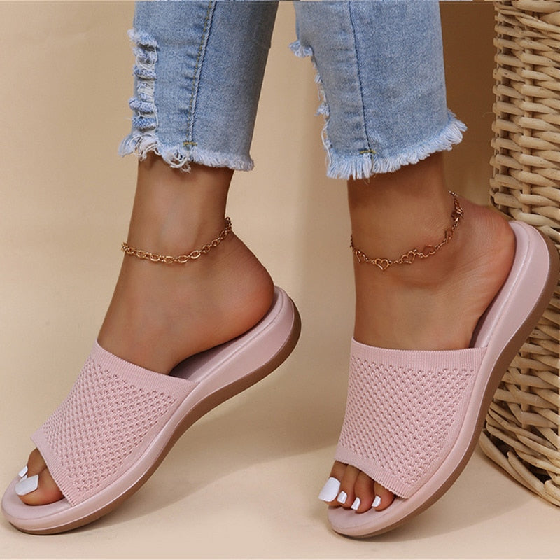 Karin | Atmungsaktive Mesh Slip On Komfort Sandalen Damen - Elle Zürich