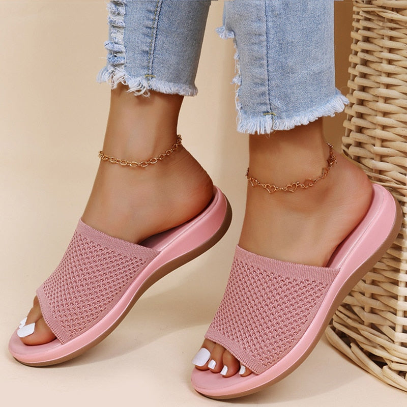 Karin | Atmungsaktive Mesh Slip On Komfort Sandalen Damen - Elle Zürich