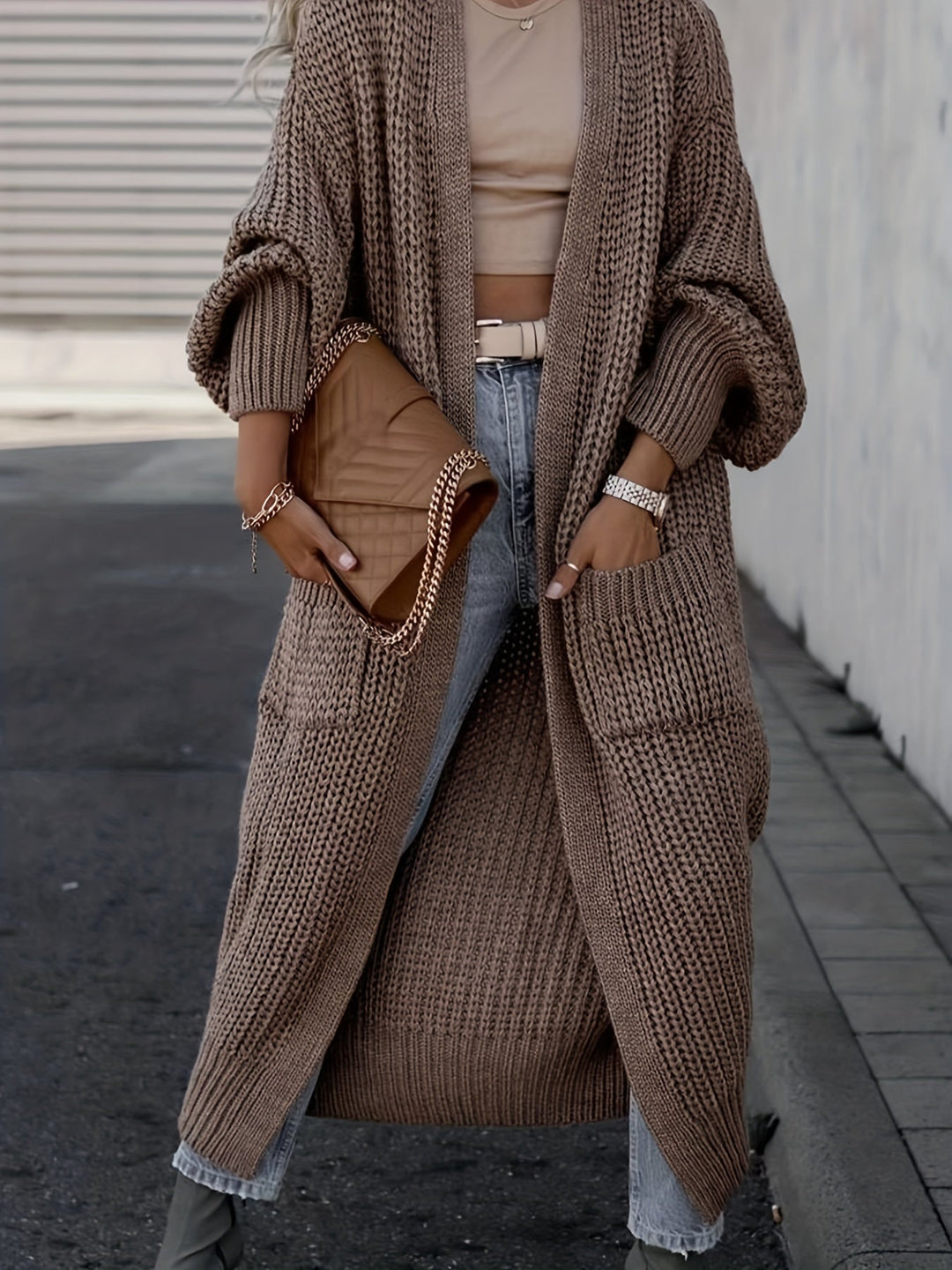 Lena | Damen Winter-Strickcardigan in Langform - Elle Zürich