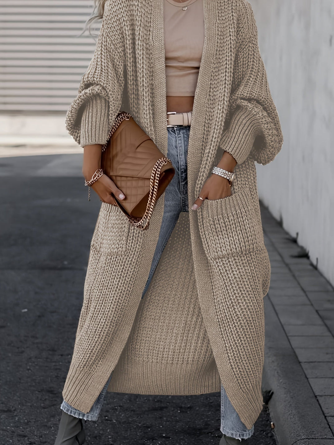Lena | Damen Winter-Strickcardigan in Langform - Elle Zürich