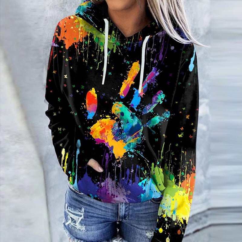 Claudia | Damen Kapuzenpullover mit Grafikdruck und Kordelzugkapuze - Elle Zürich