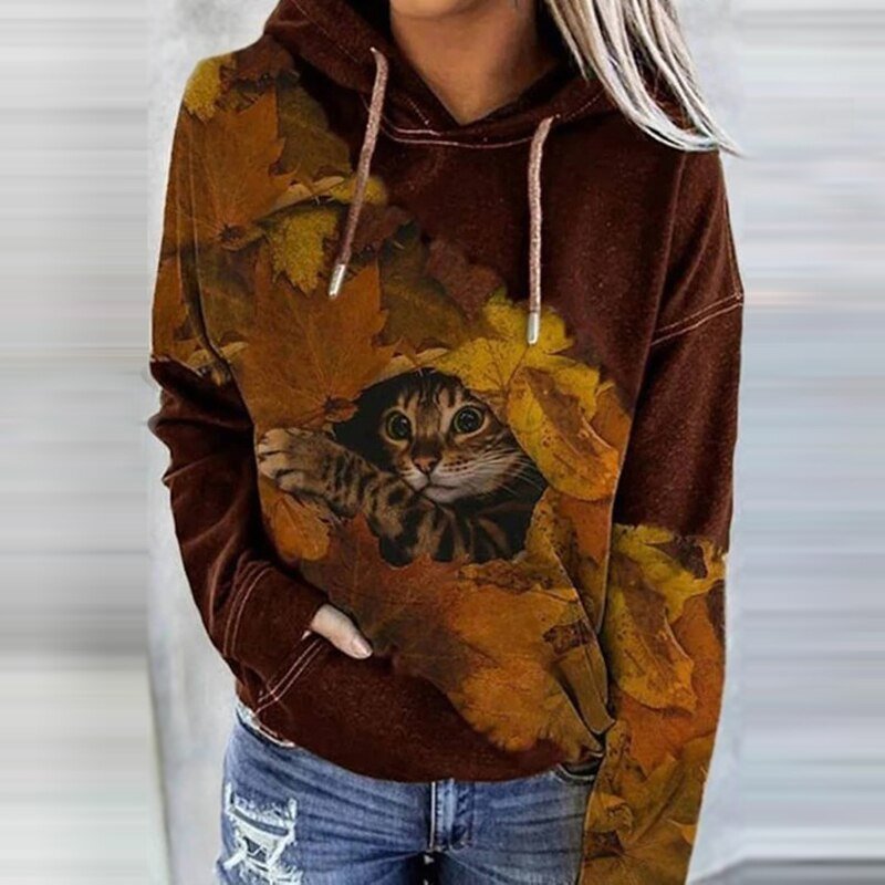 Claudia | Damen Kapuzenpullover mit Grafikdruck und Kordelzugkapuze - Elle Zürich