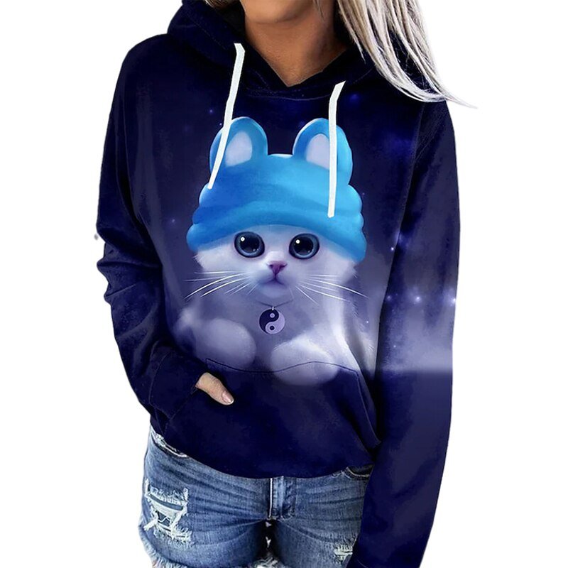 Claudia | Damen Kapuzenpullover mit Grafikdruck und Kordelzugkapuze - Elle Zürich