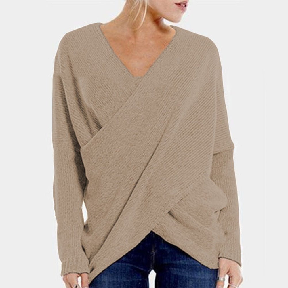 Franziska | Damen Überkreuz Strickpullover Oberteil - Elle Zürich