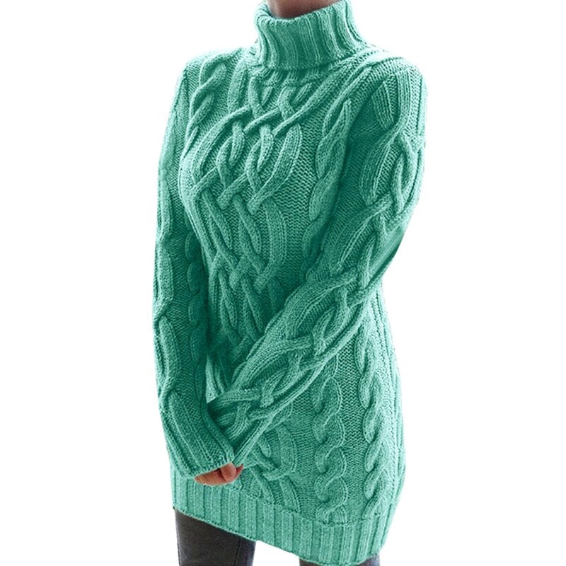 Edith | Damen Langer Zopfmuster Rollkragenpullover - Elle Zürich