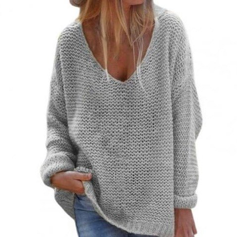 Beatrice | Damen Lockerer V Ausschnitt Strickpullover - Elle Zürich